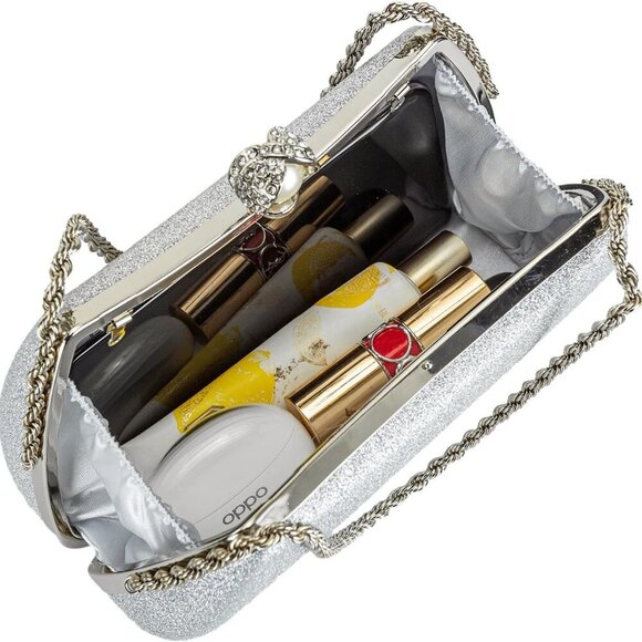 Pearl Clutch Purse for Women Evening Bag Wedding Party Shoulder Bag - Picture 5 of 8